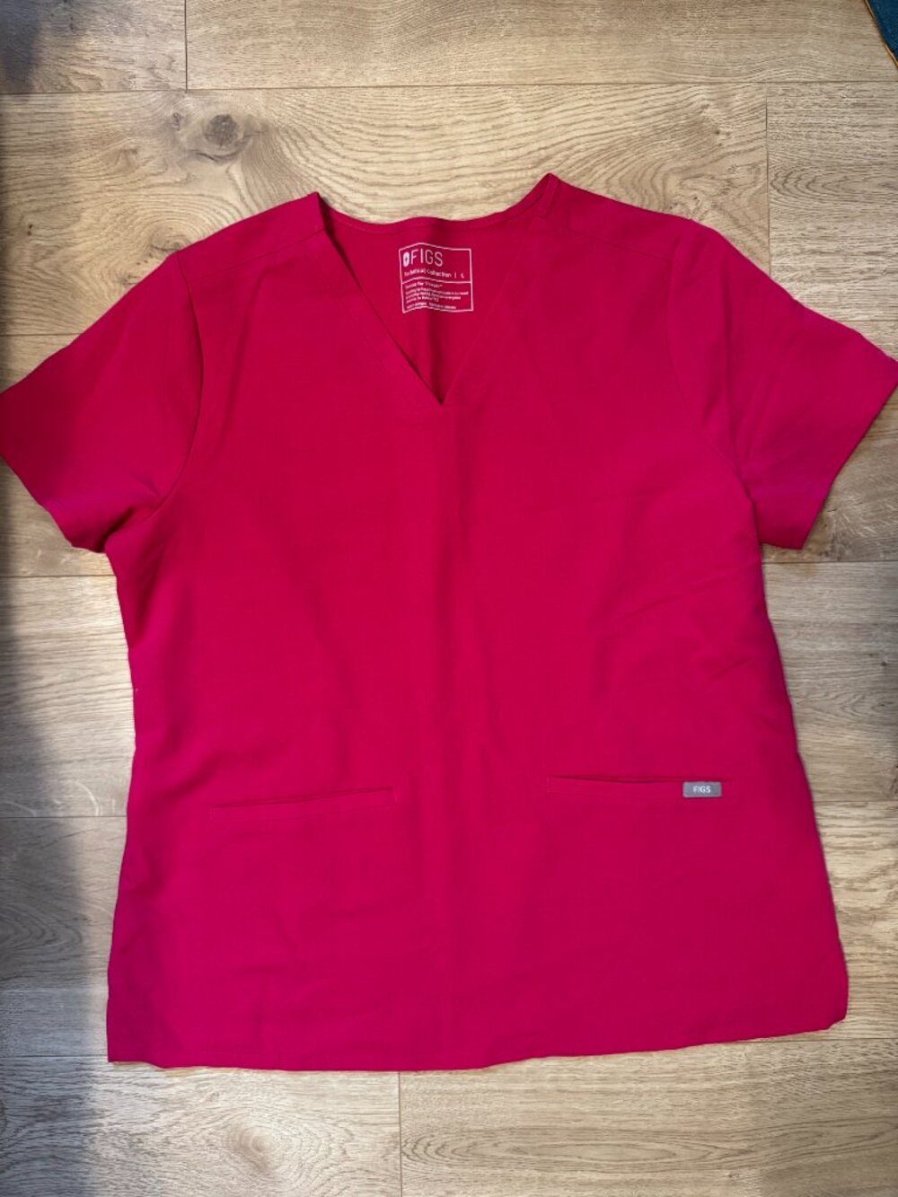 Figs Ultra Rose Hot Pink Casma Scrub Top